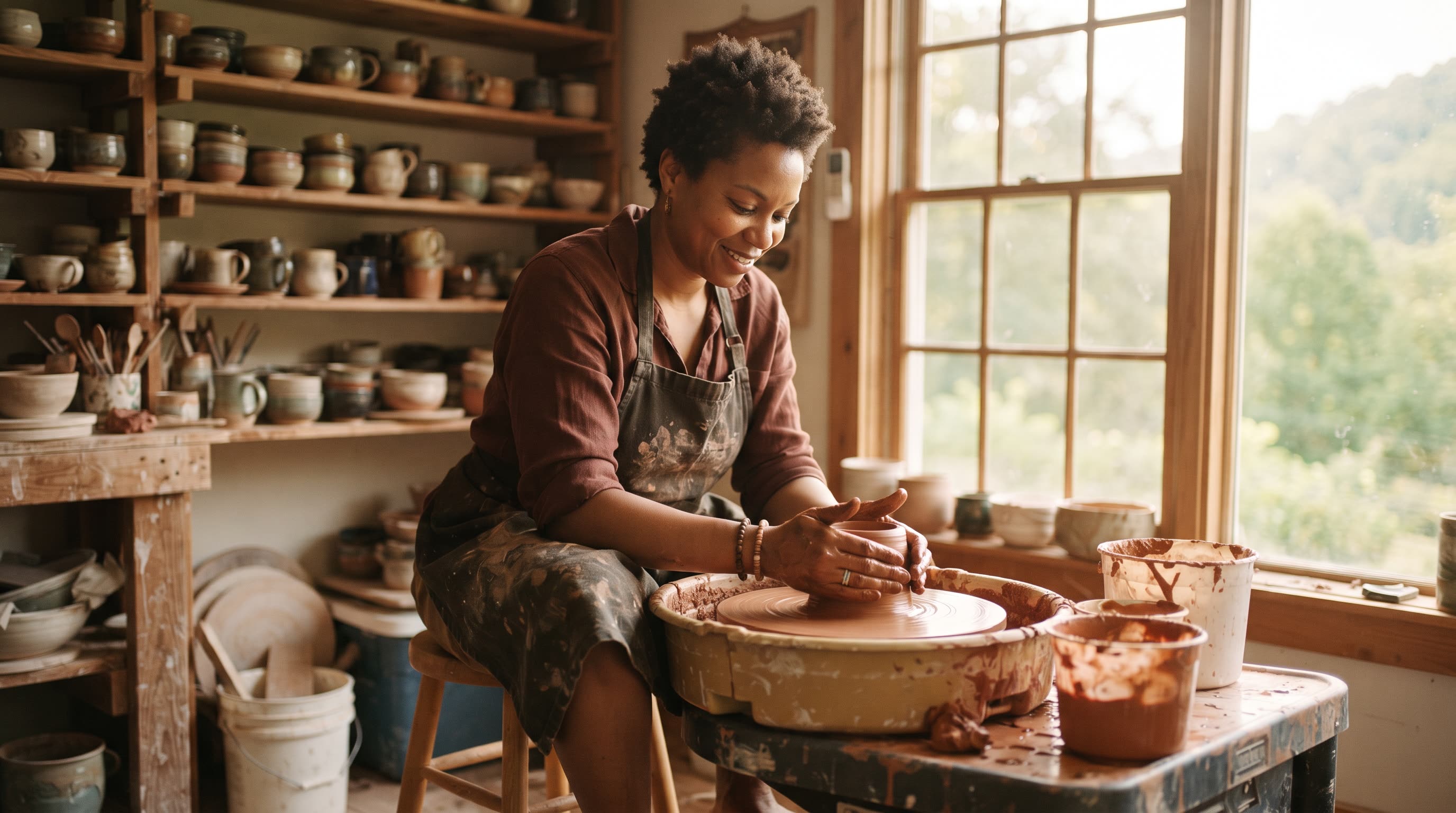 June Okafor, potter in Asheville, North Carolina